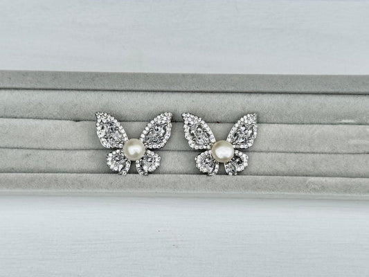 Butterfly Pearl Stud Earrings