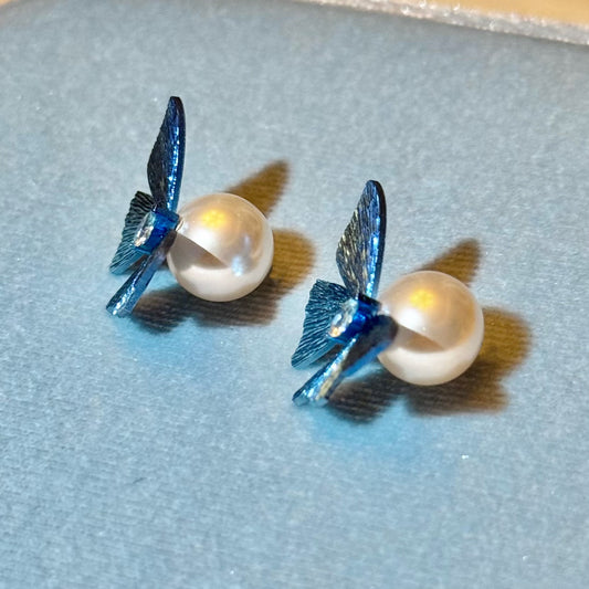 Hyacinth Butterfly Pearl Studs