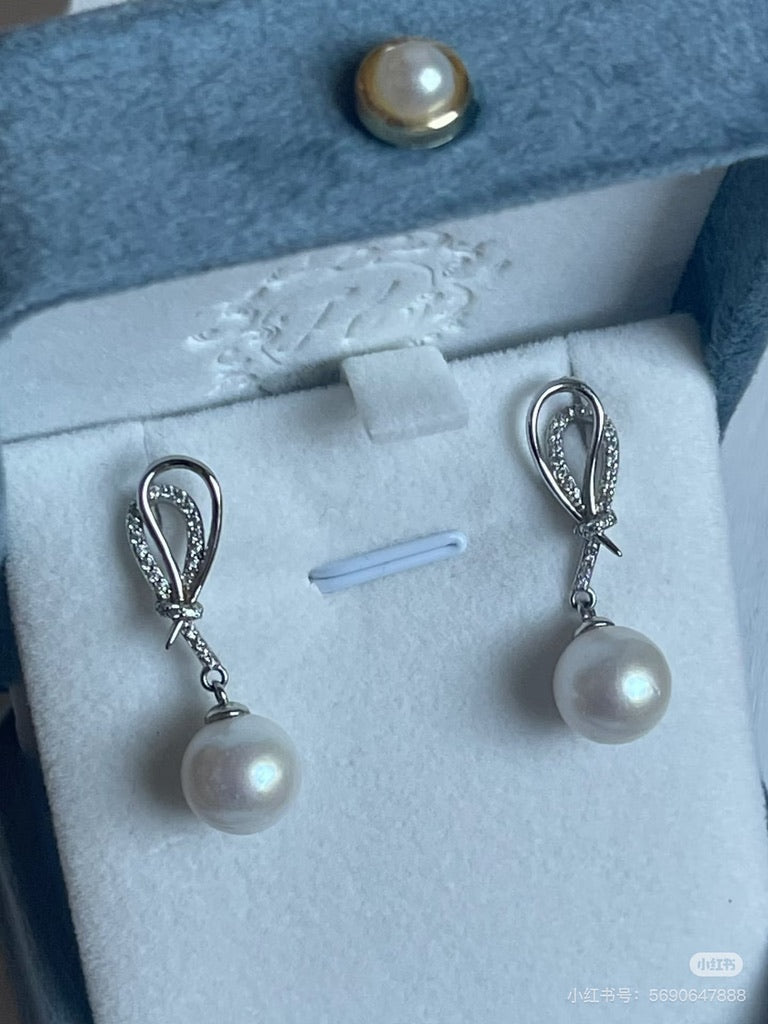 Silk Loop Freshwater Pearl Drop Earrings