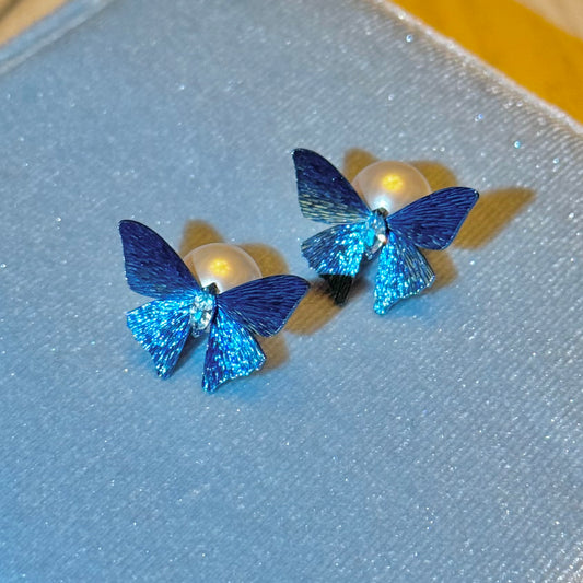 Hyacinth Butterfly Pearl Studs